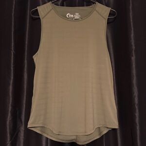 Zyia Active Horizon Muscle Tank Womens Size Medium Olive Green Cut Out Back